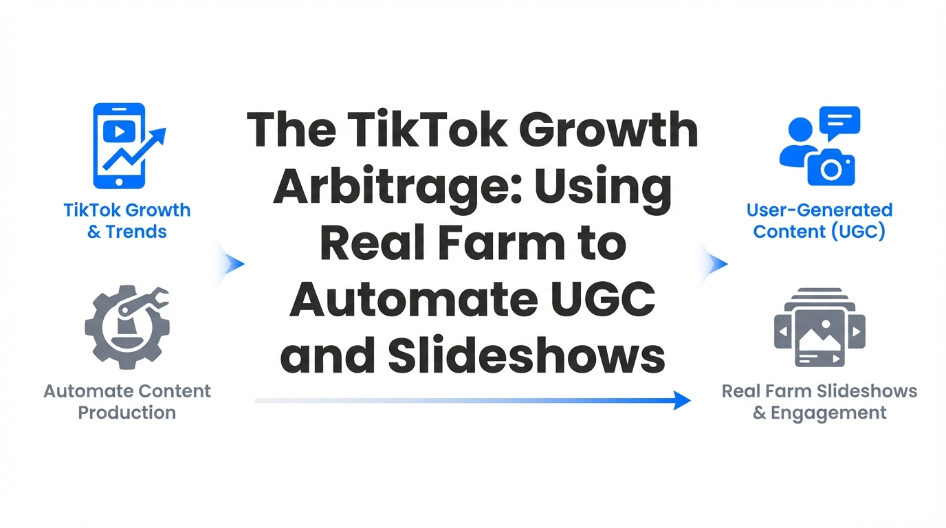 The TikTok Growth Arbitrage: Using Real Farm to Automate UGC and Slideshows