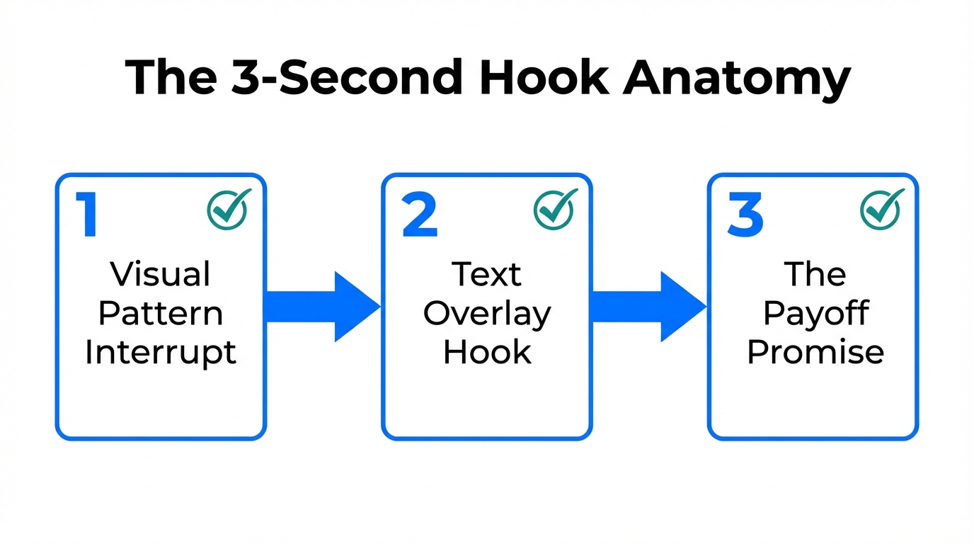 The three critical components of a high-performing TikTok hook.