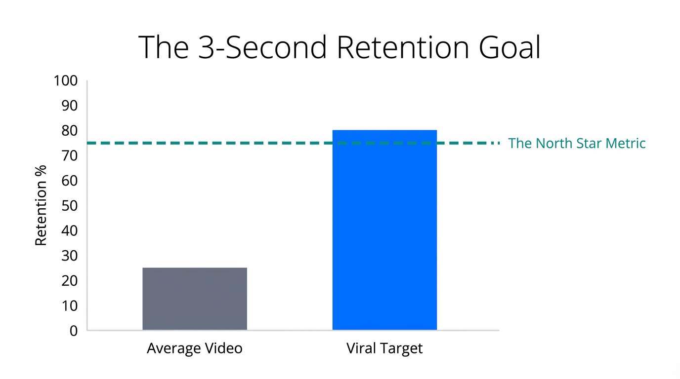 Comparison of average video retention versus the 75-80% North Star target.