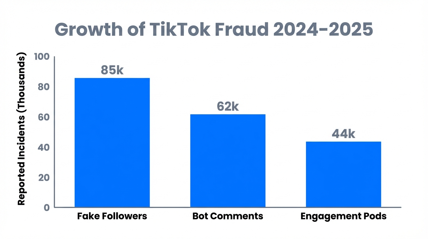 Rising trends of different TikTok influencer fraud categories for 2025.