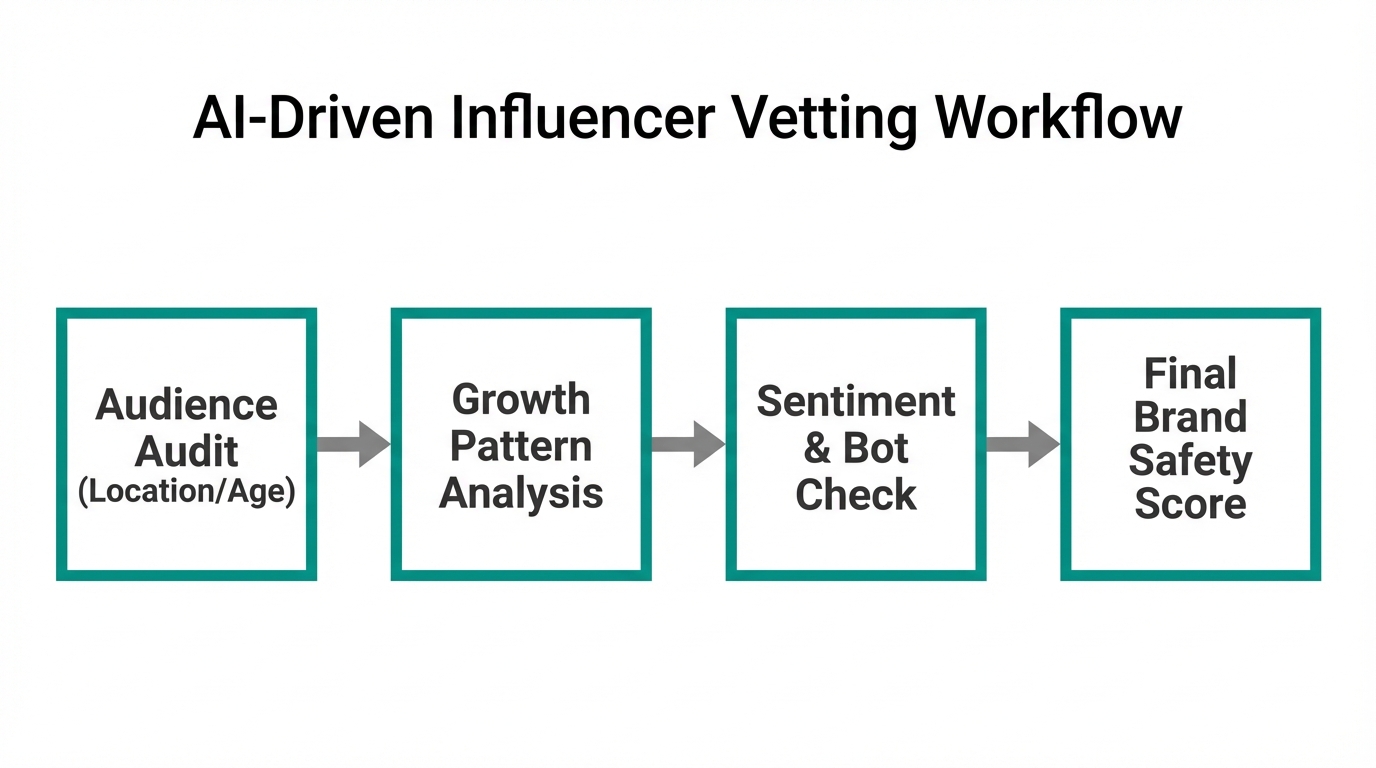 A streamlined four-step AI framework for vetting TikTok creators.