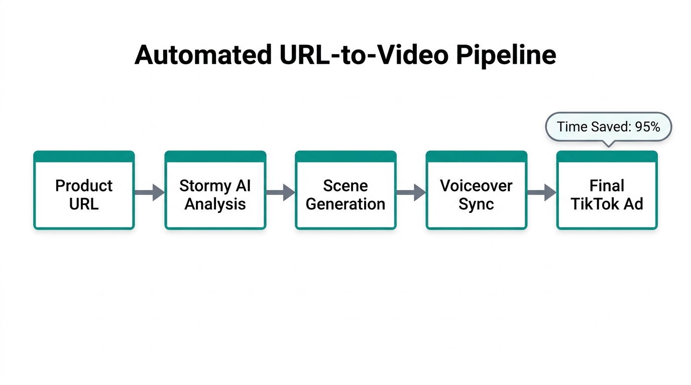 Step-by-step workflow for converting product links into high-performing ads.