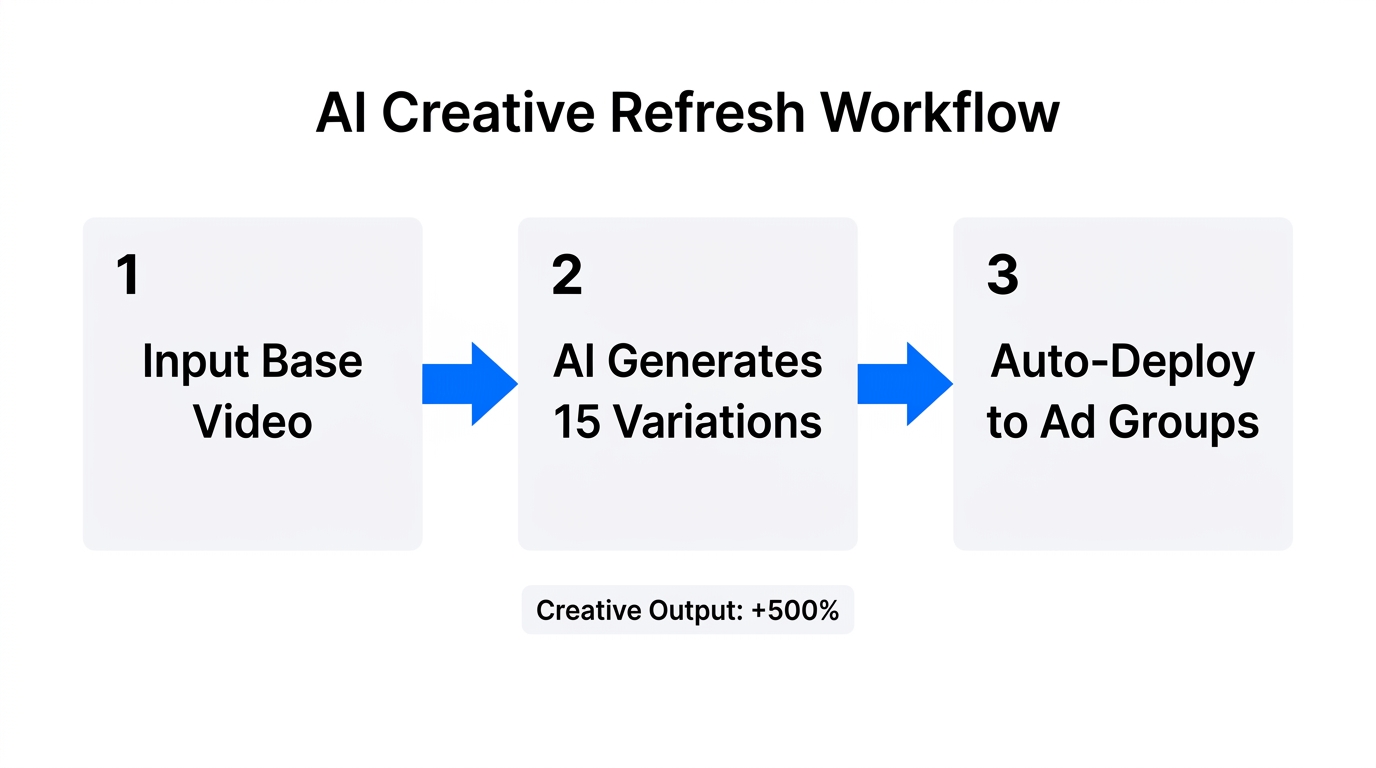 Three-step workflow for using AI to prevent ad creative fatigue.
