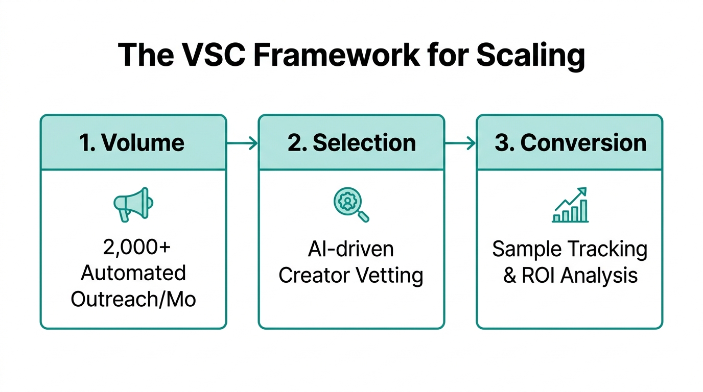The three-pillar VSC framework for TikTok Shop affiliate automation.