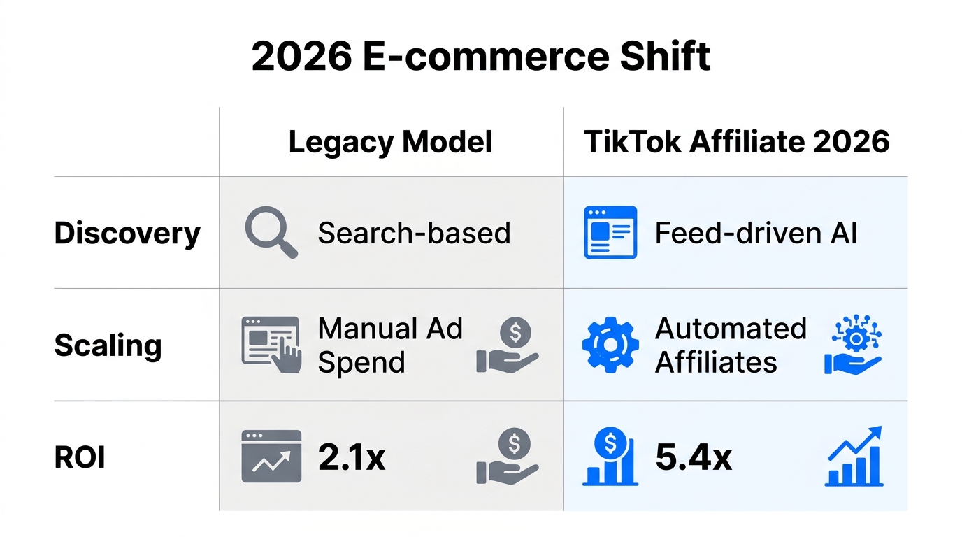 Comparison of traditional e-commerce metrics versus 2026 TikTok Shop performance.