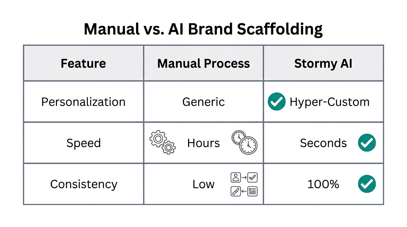 Comparison of brand voice consistency between manual and AI scaling.