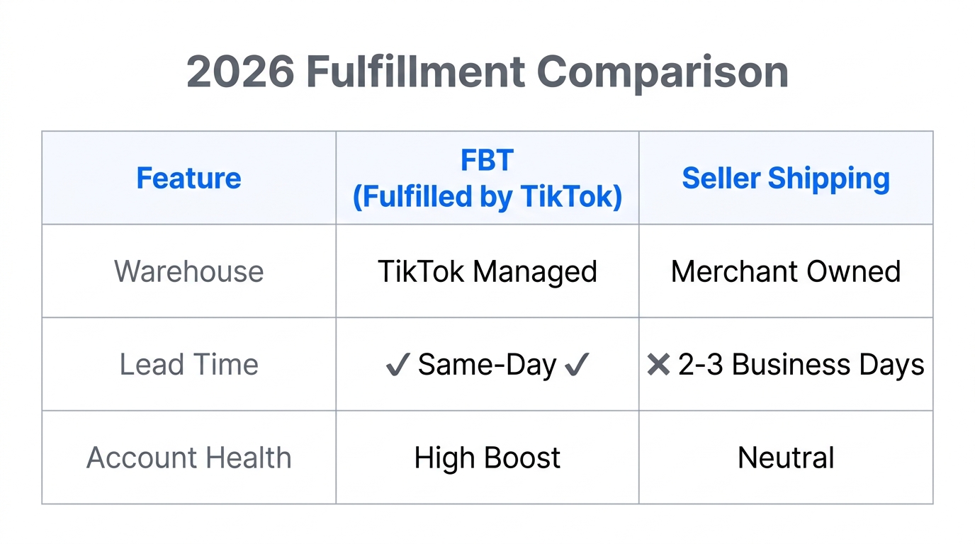 Comparison of FBT versus Seller Shipping logistics features for 2026.