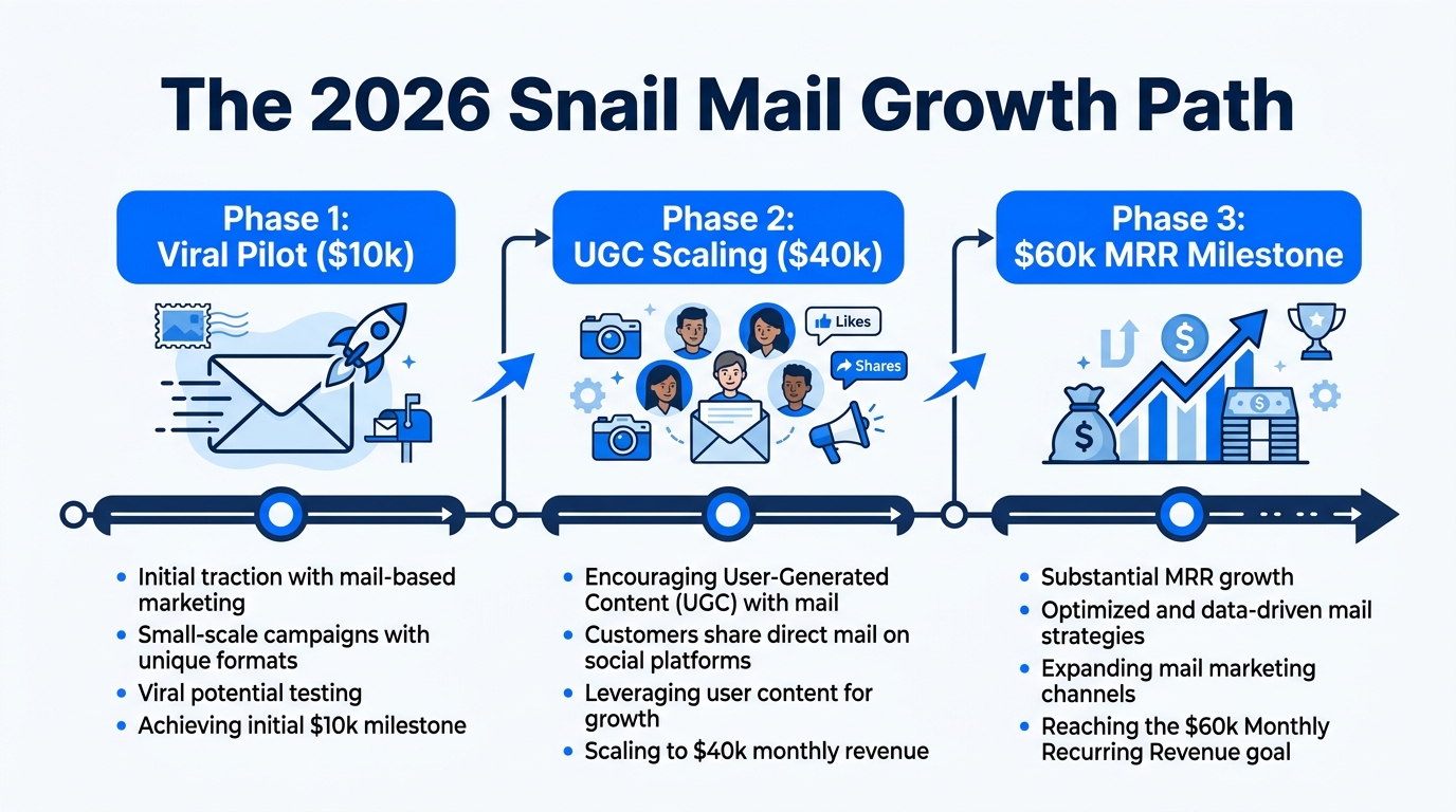 Timeline for scaling a snail mail subscription to $60k MRR.