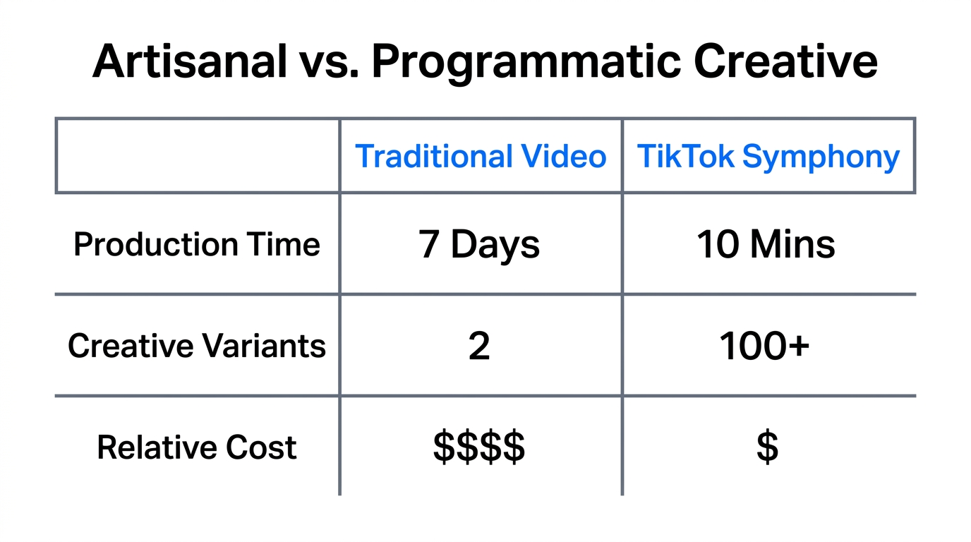 Efficiency comparison between traditional video production and Symphony AI automation.