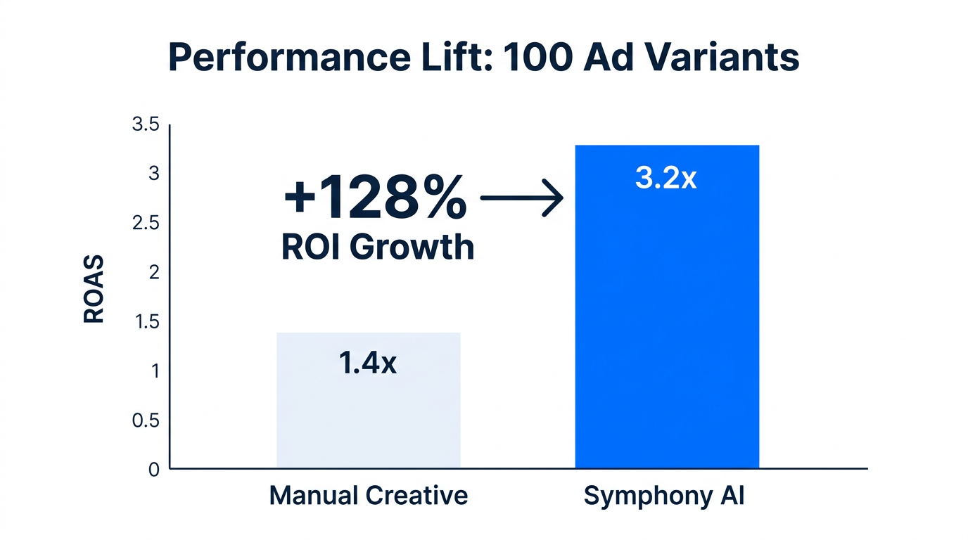 Performance data demonstrating the ROI impact of scaling ad variants.