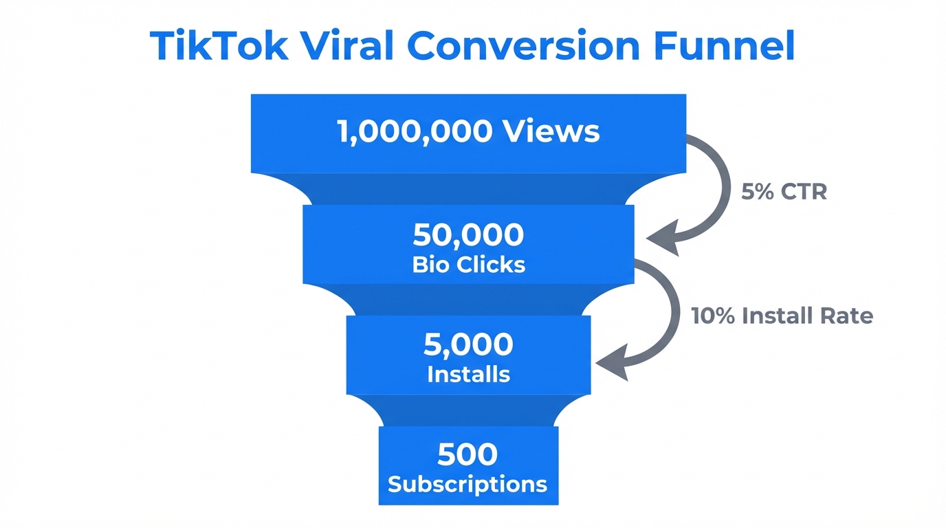 A breakdown of typical conversion metrics from viral video to paid subscriber.