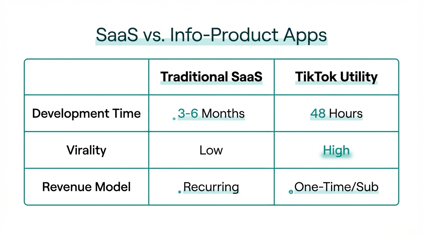 Comparing traditional software development with the high-speed utility app model.