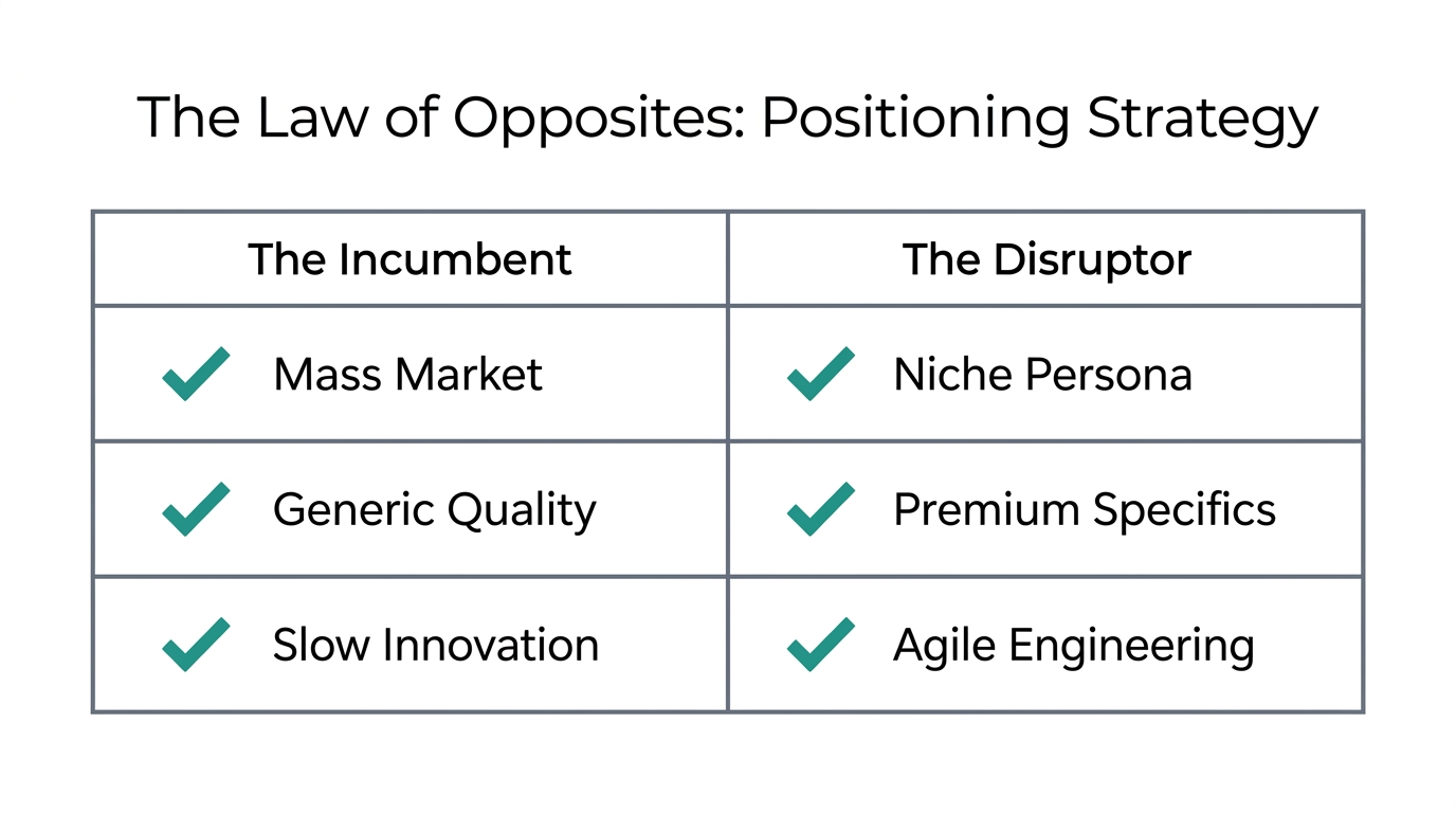 Strategic comparison between market giants and disruptive growth brands.