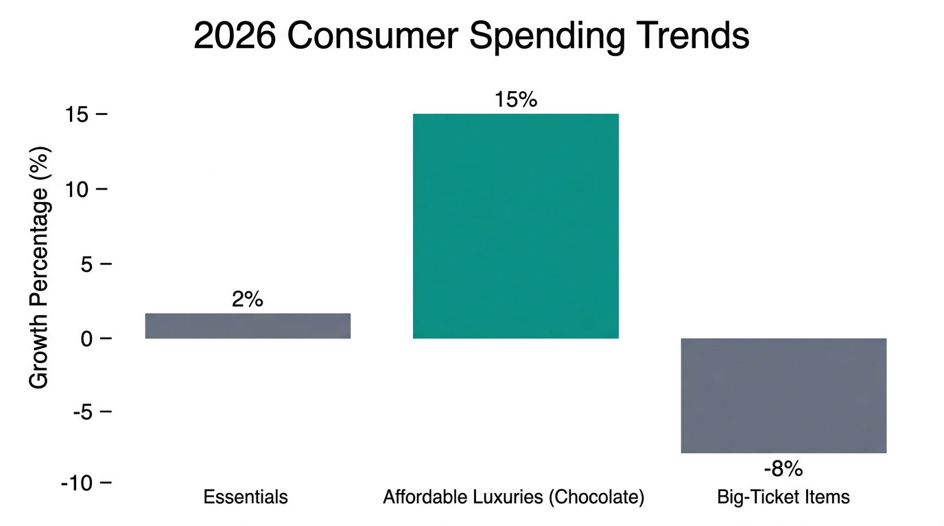 Projected growth of small premium luxuries during economic shifts.