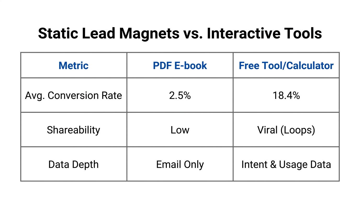 Efficiency comparison between traditional PDFs and modern interactive lead magnets.
