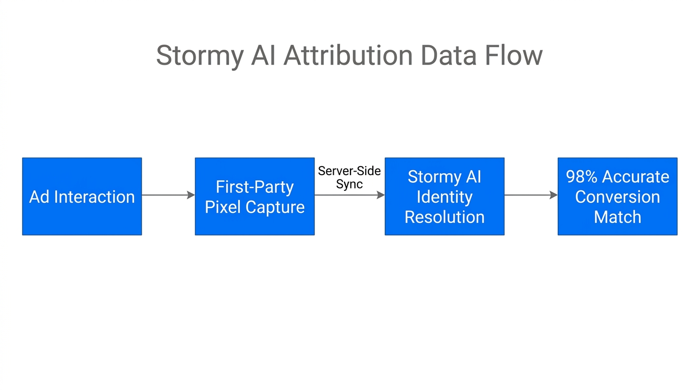 The data flow of Stormy AI identity resolution and matching.