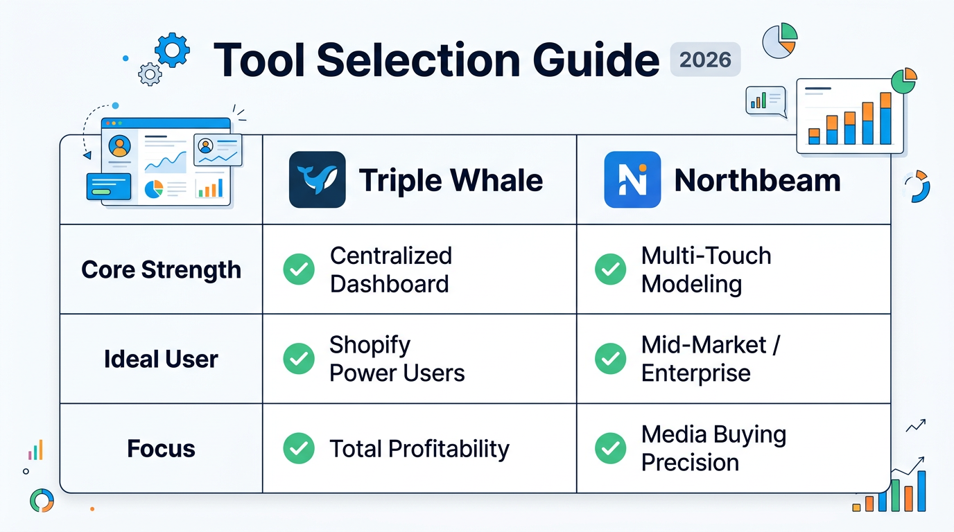 Strategic comparison of Triple Whale and Northbeam features for 2026.
