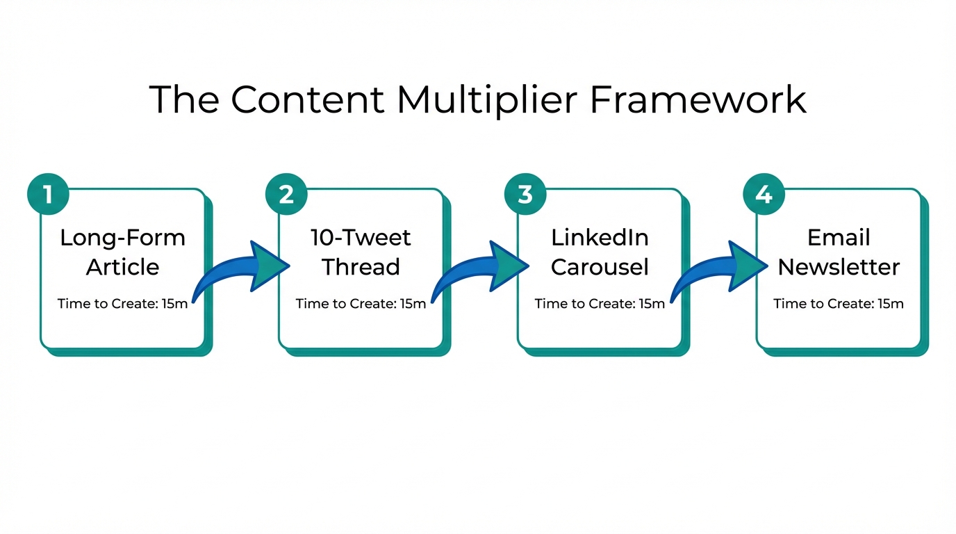 A workflow for transforming a single article into multi-platform social assets.