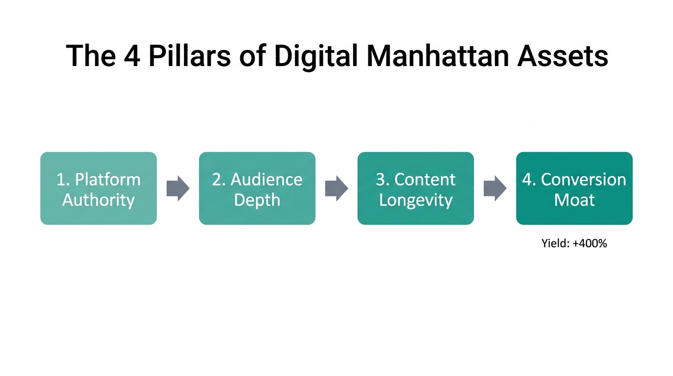 The four core pillars defining a high-value Digital Manhattan asset.