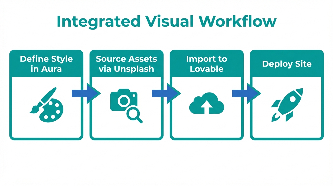The automated workflow for syncing brand styles with high-quality visual assets.