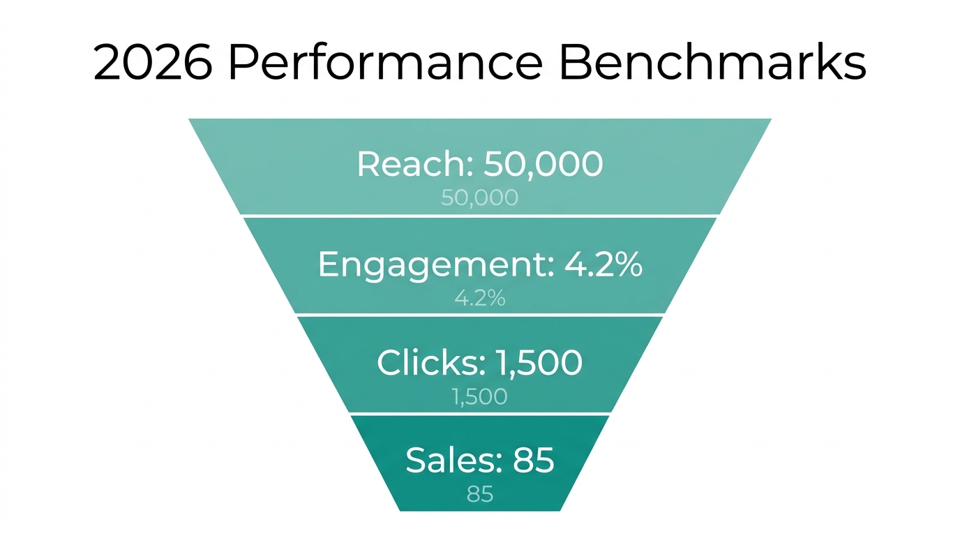 Projected influencer marketing funnel efficiency and conversion benchmarks for 2026.