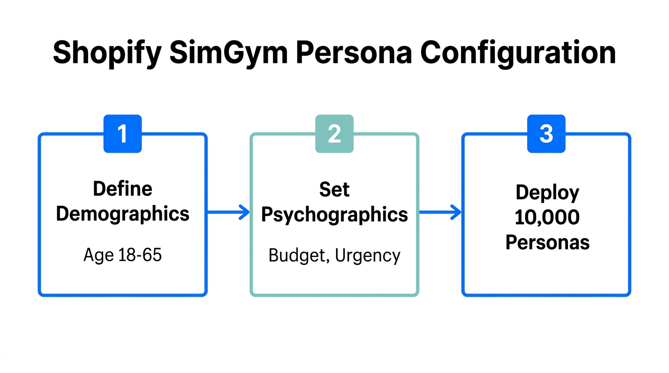 The configuration process for deploying synthetic AI personas in SimGym.