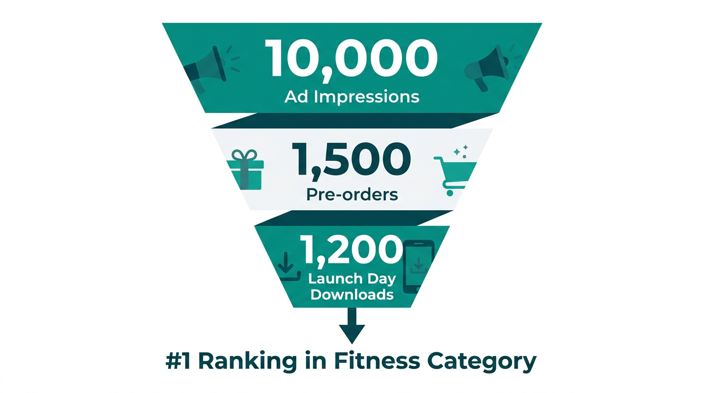 The conversion funnel from initial ad impression to App Store ranking.