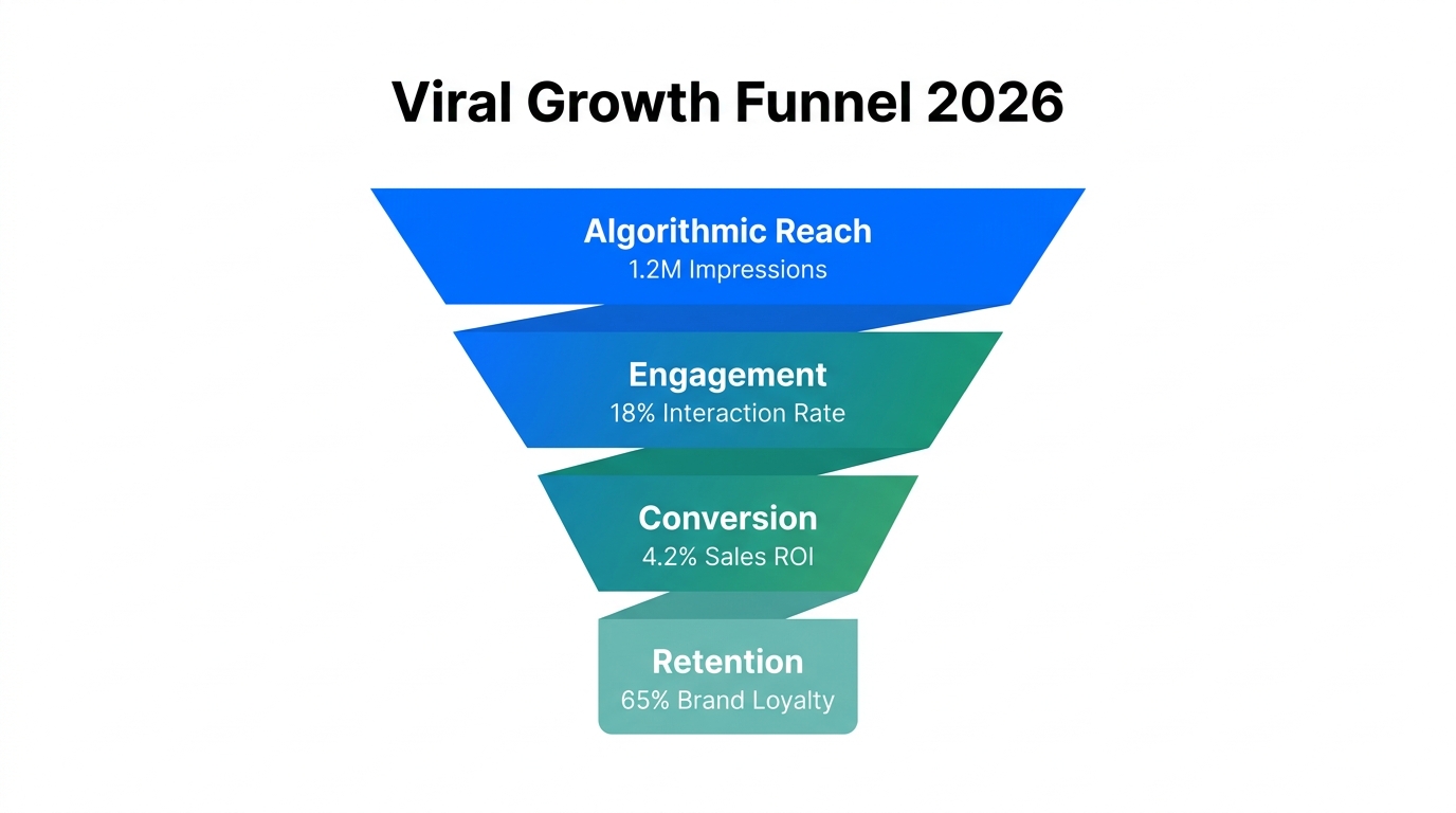 Funnel showing growth metrics achieved through creative engineering and AI.