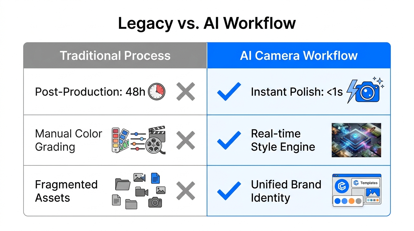 A comparison between traditional manual editing and instant AI-powered workflows.