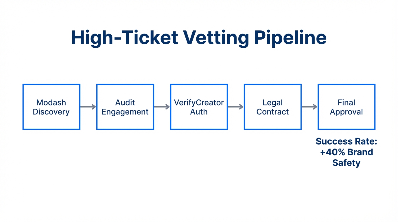 Comprehensive workflow for vetting high-ticket creators for brand safety.