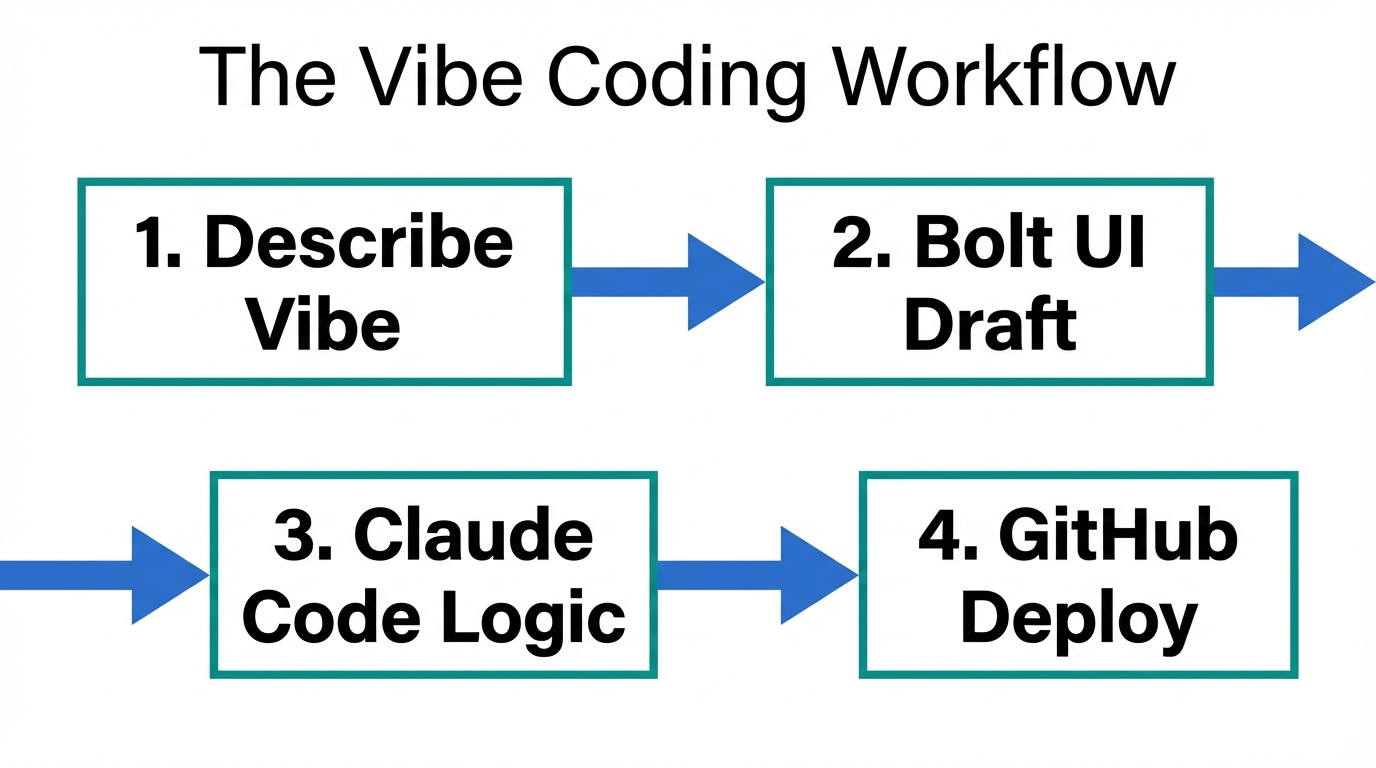 Four-step workflow for building a SaaS through vibe coding.