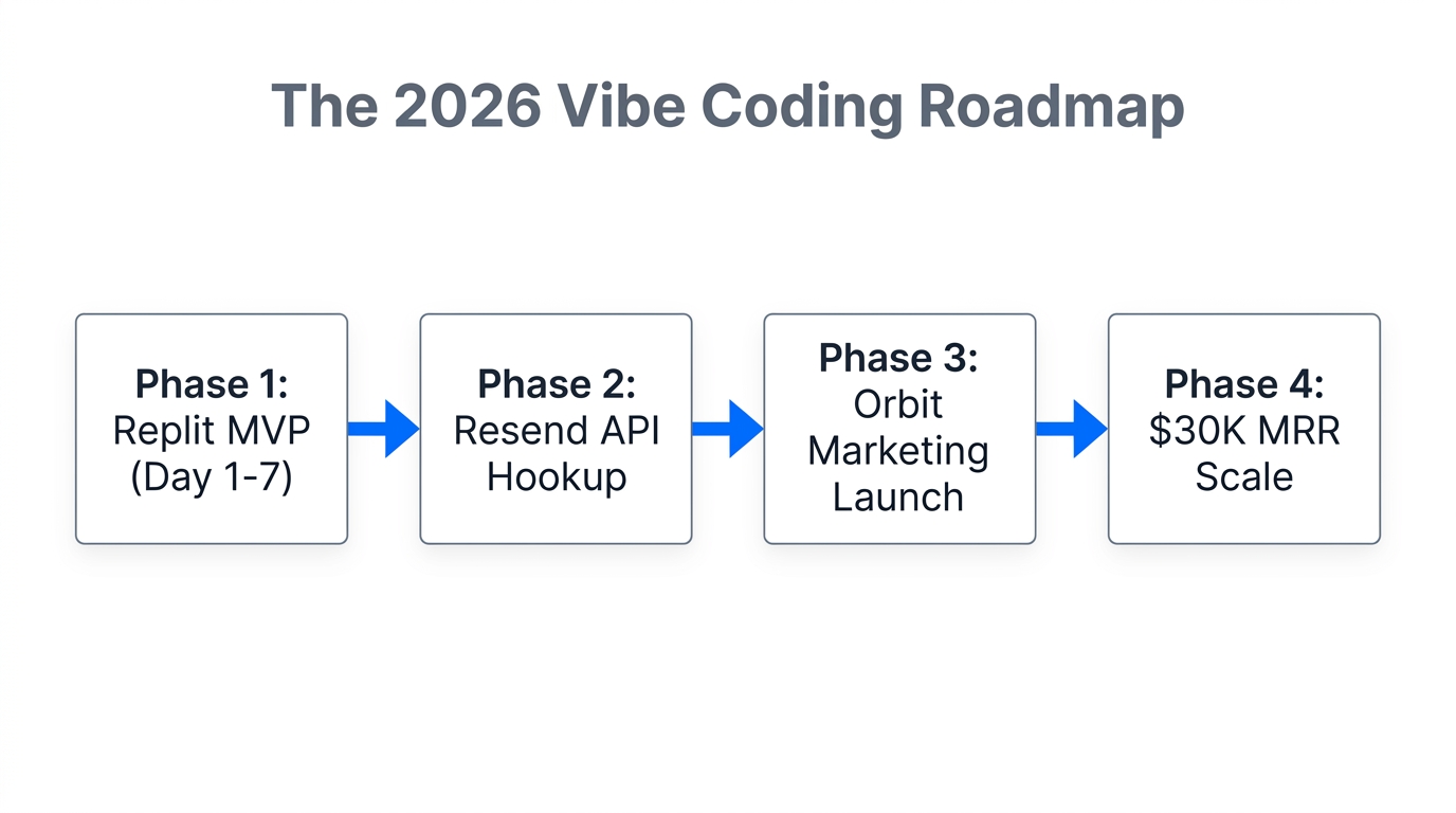 A four-phase roadmap from initial prototype to $30K MRR.