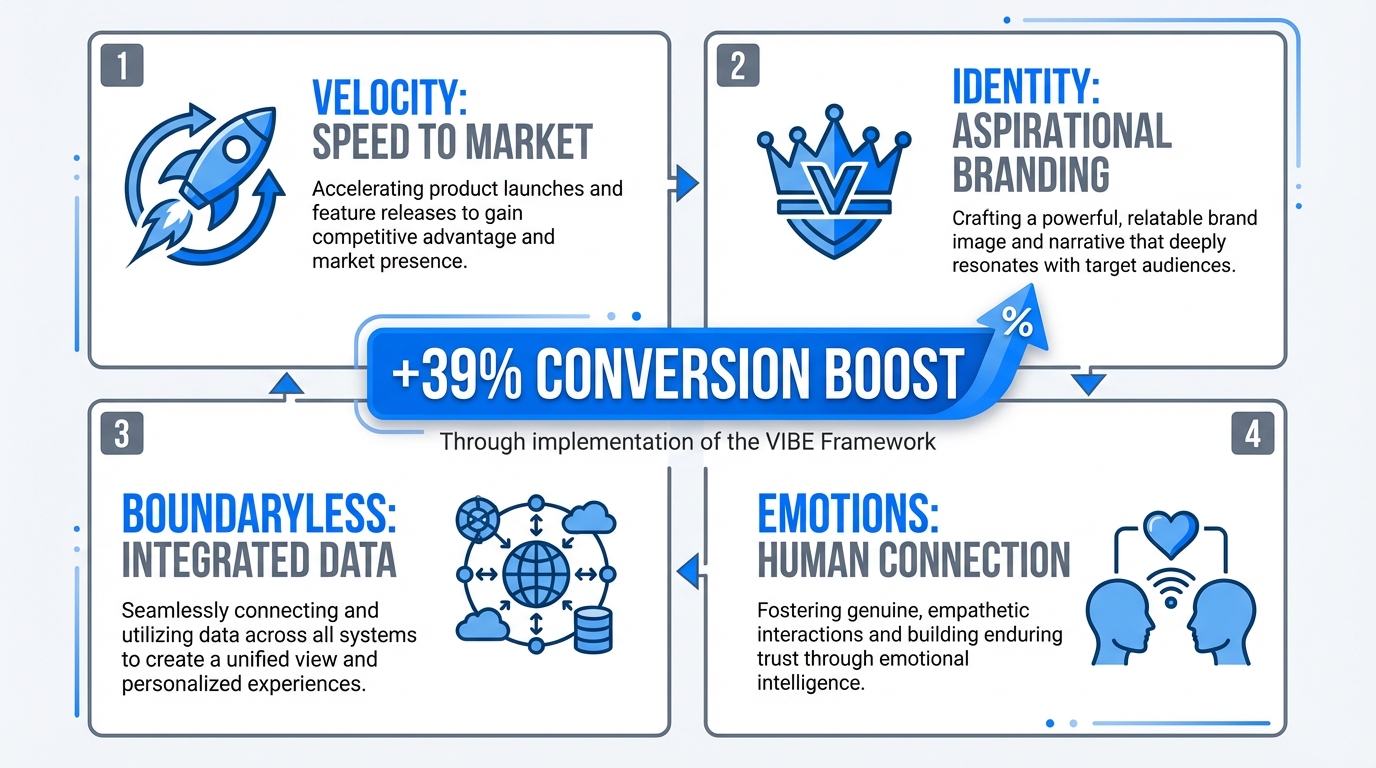 The four pillars of the VIBE framework for marketing automation.