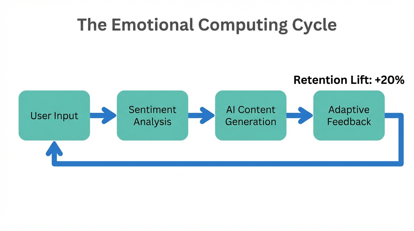 The workflow of using emotional computing to drive user retention.