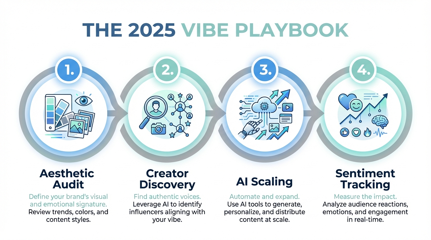 The four primary steps in the 2025 vibe marketing playbook.