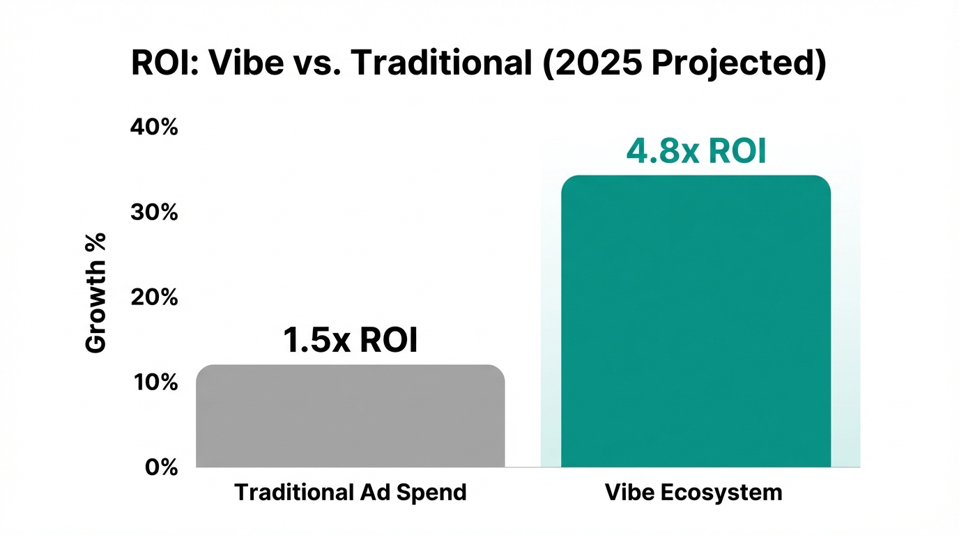 Projected ROI comparison between traditional spend and vibe-based ecosystem growth.