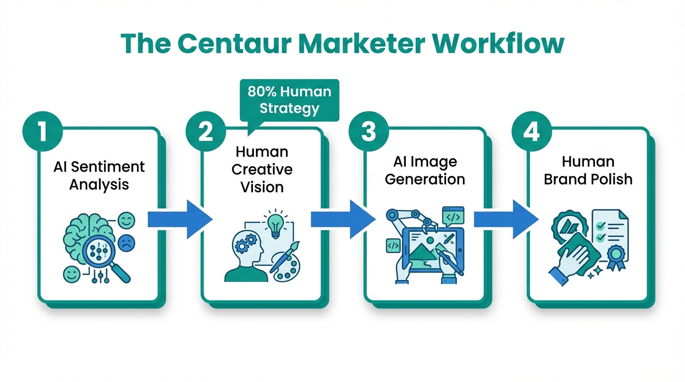 The 4-step workflow combining AI efficiency with human creative direction.