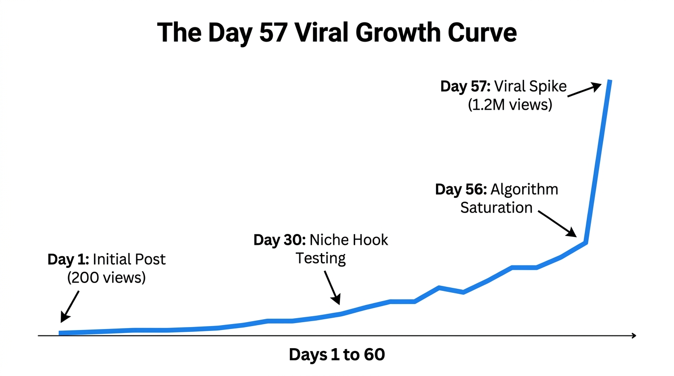 Timeline showing the specific growth trajectory leading to a viral peak.
