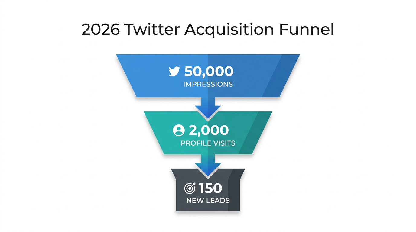 Twitter conversion funnel showing progression from impressions to lead generation.