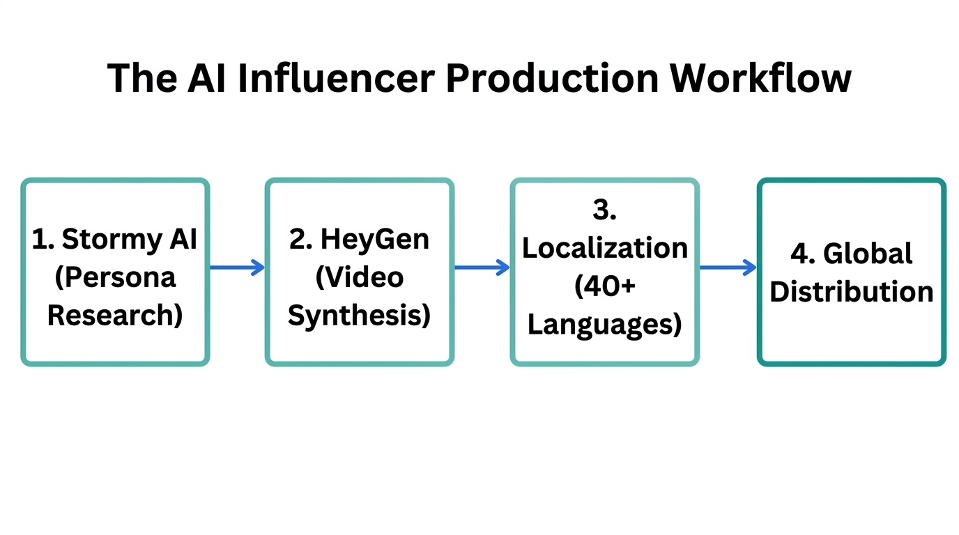 A 4-step workflow for creating and localizing virtual brand ambassadors.