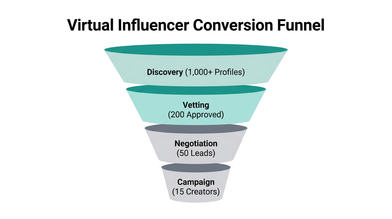 A strategic funnel showing the selection process for AI creators.