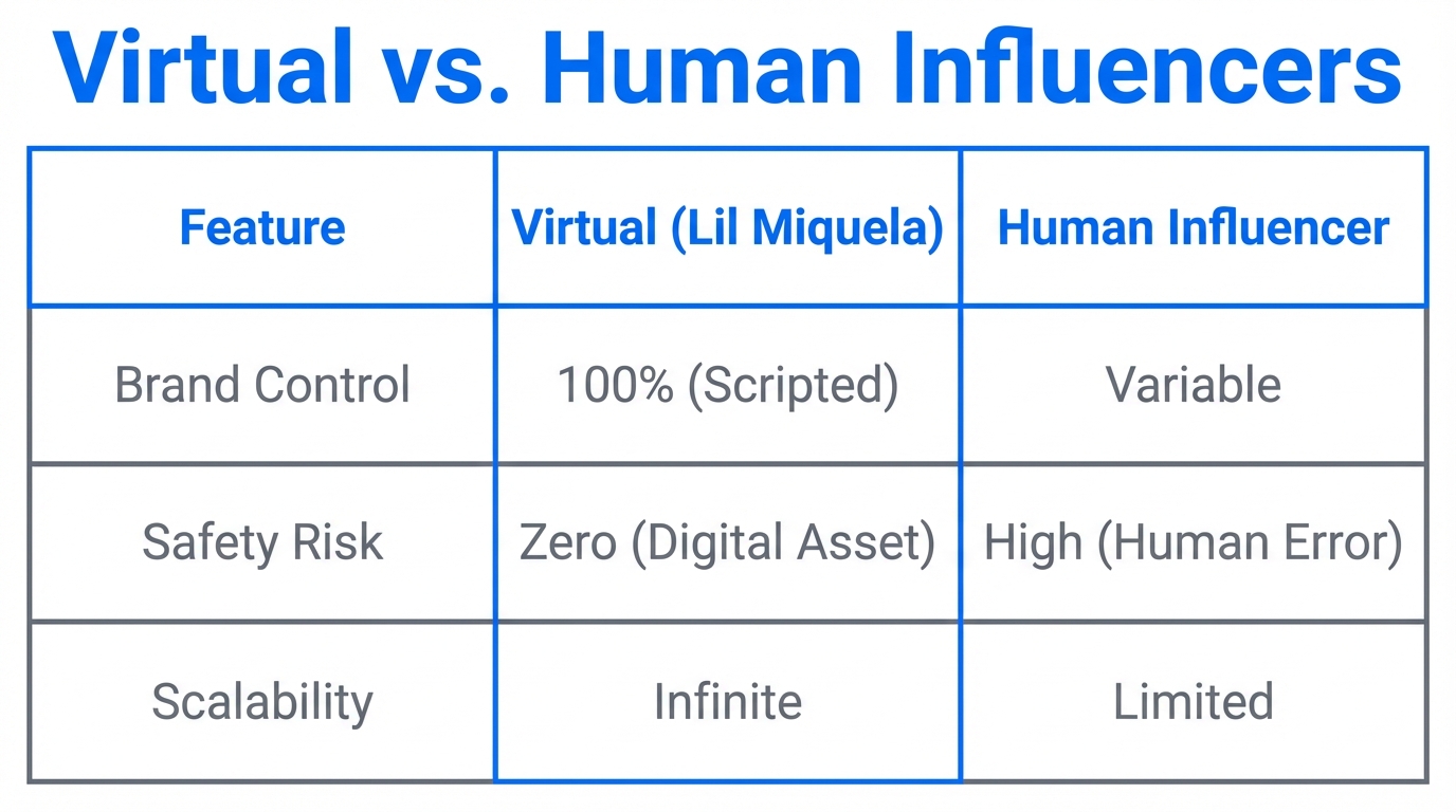 A side-by-side comparison of virtual versus human influencer brand safety.