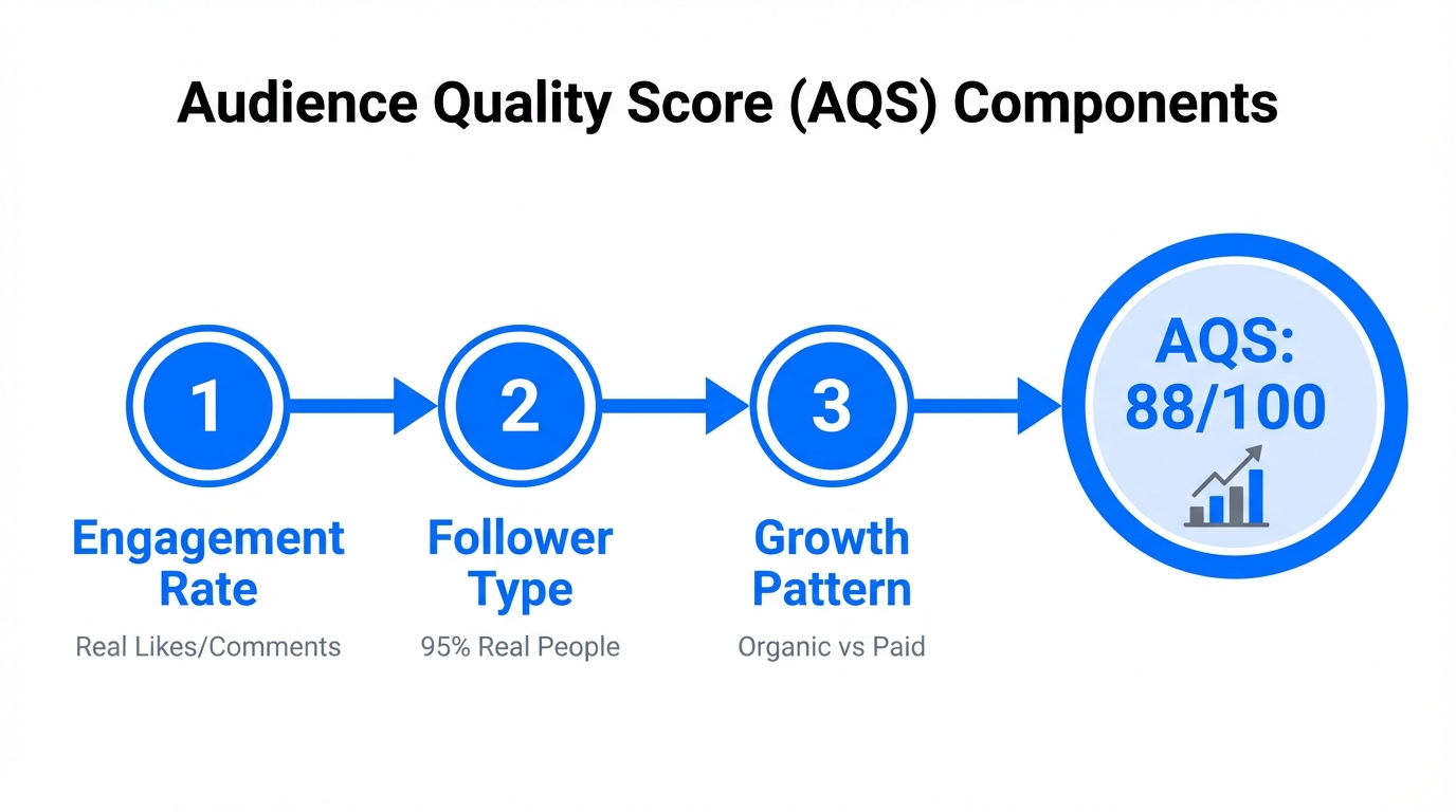Breakdown of the metrics used to calculate an Audience Quality Score.