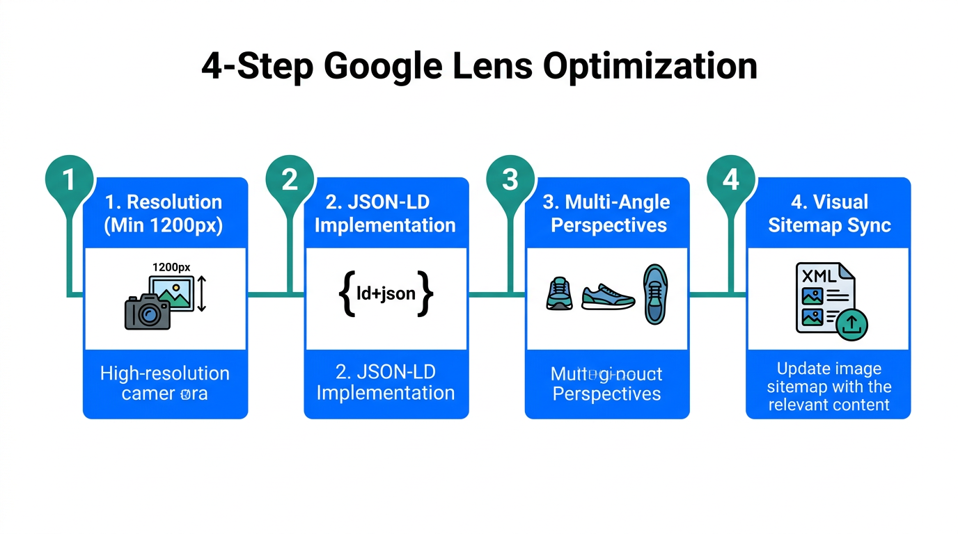 Essential checklist for optimizing product images for Google Lens discovery.