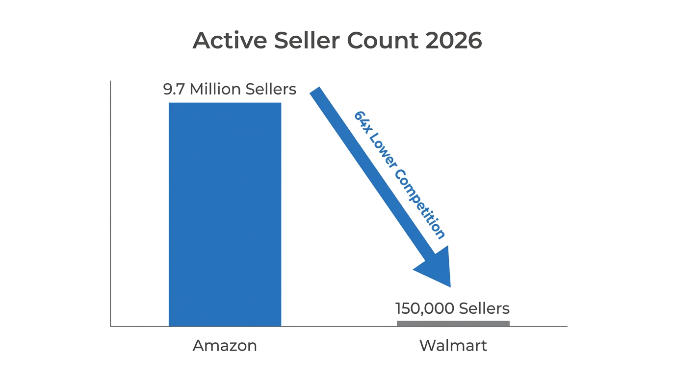 Marketplace competition density comparison highlighting the seller-to-buyer ratio.
