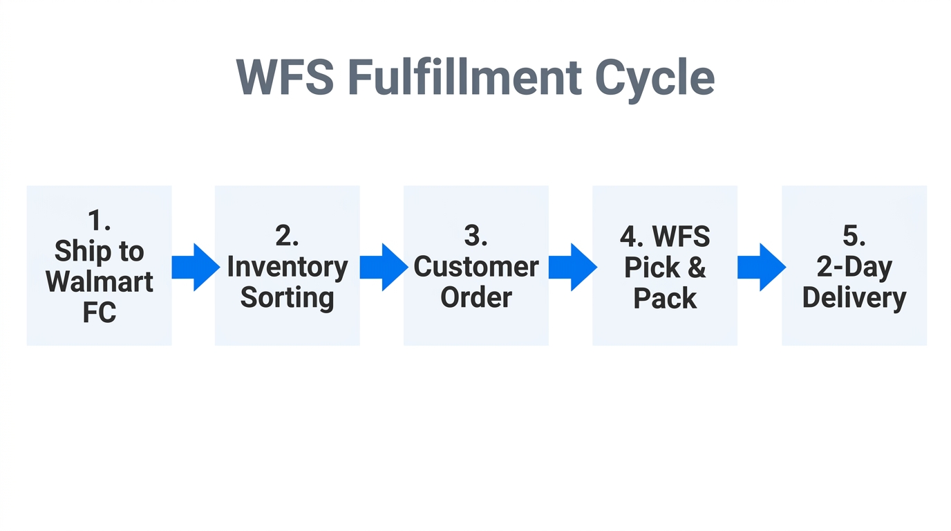 The 5-step operational workflow for Walmart Fulfillment Services (WFS).