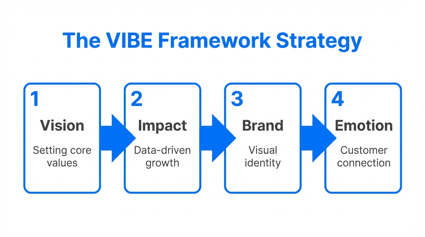 The four strategic pillars of the VIBE marketing framework.