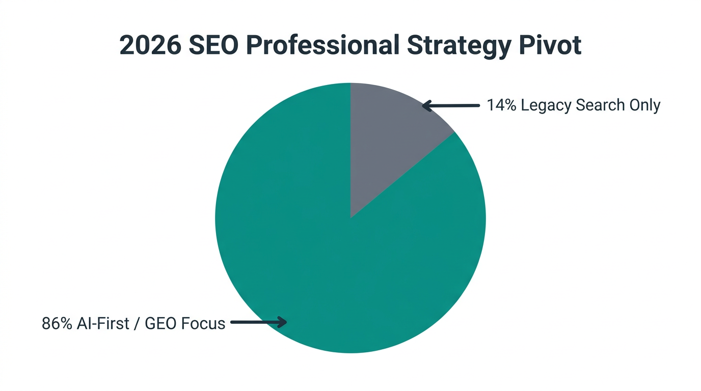 Market data showing 86% of SEO professionals pivoting to AI-first strategies.
