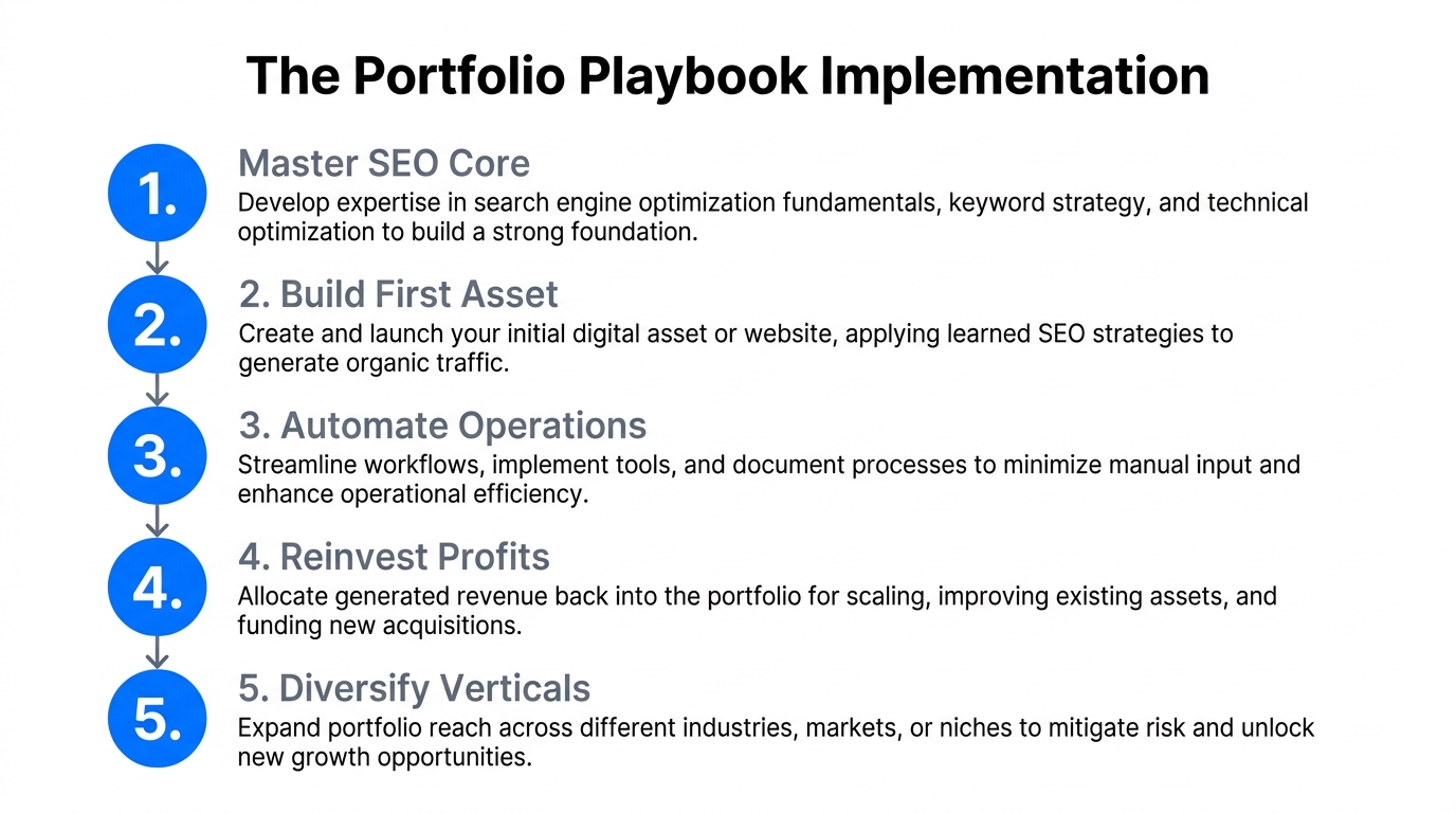 Step-by-step execution guide for building a $250K/month portfolio.