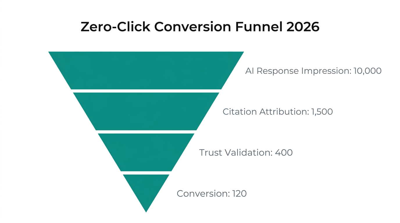 Conversion stages for users interacting with AI search summaries.